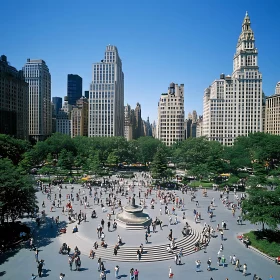 Urban Scene with Park and High-Rises