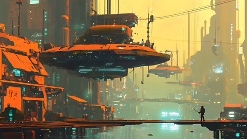 Sci-Fi Urban Landscape with Advanced Architecture