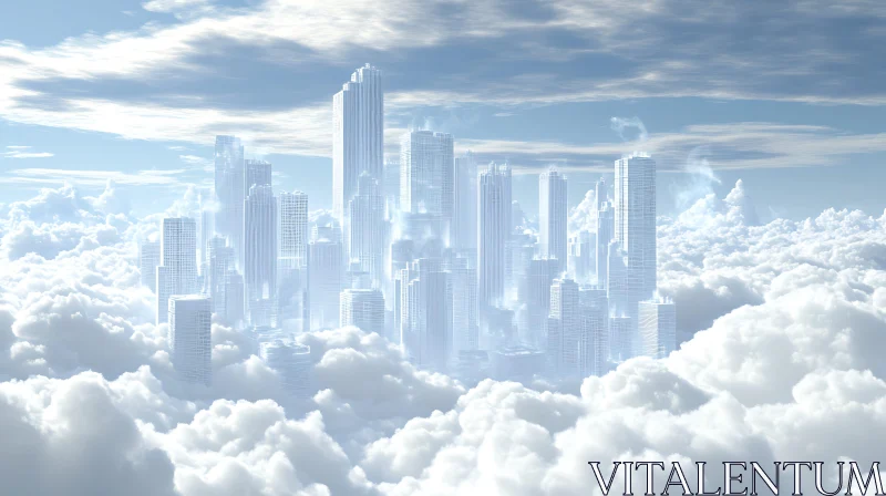 AI ART Ethereal Skyscrapers in a Cloudy Sky