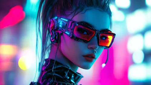 Cyberpunk Woman in Neon Lights