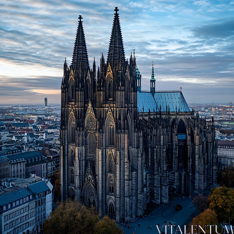 AI ART Majestic Gothic Cathedral at Dusk