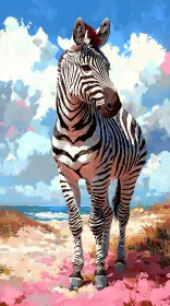 Wild Zebra Artwork on Sand Path