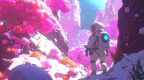 Futuristic Astronaut in a Vibrant Alien World