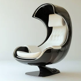 Contemporary Pod-Style Chair in Black and White