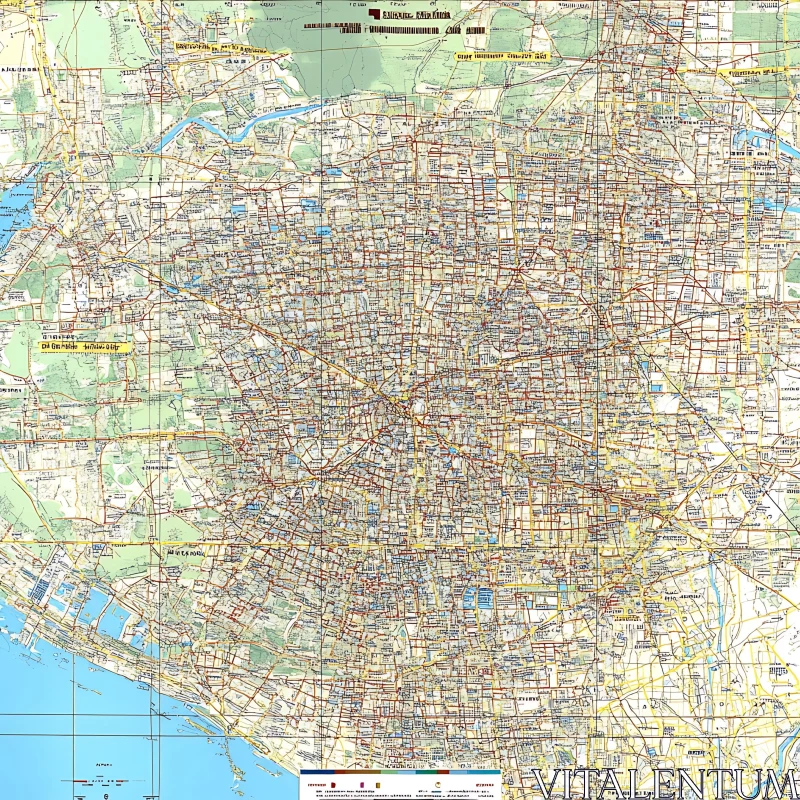 Comprehensive Street Map of a Major City AI Image