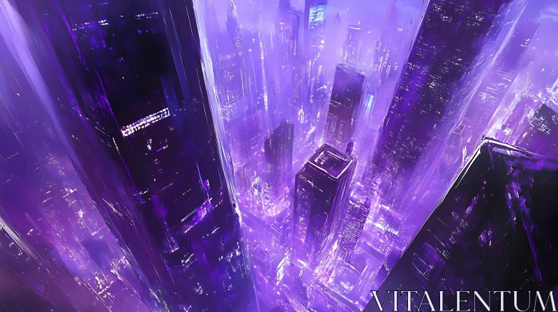 Neon Purple Futuristic Cityscape AI Image