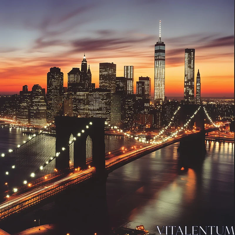 NYC Skyline Illuminated at Night AI Image