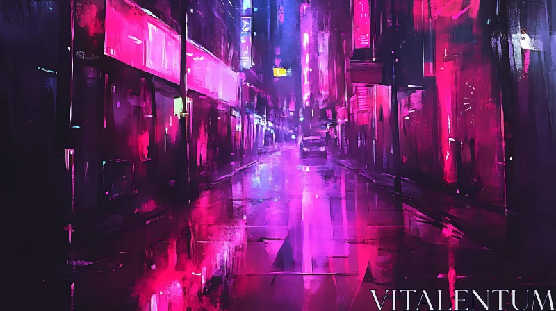 AI ART Futuristic City Street at Night