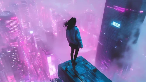 Cyberpunk Rooftop View