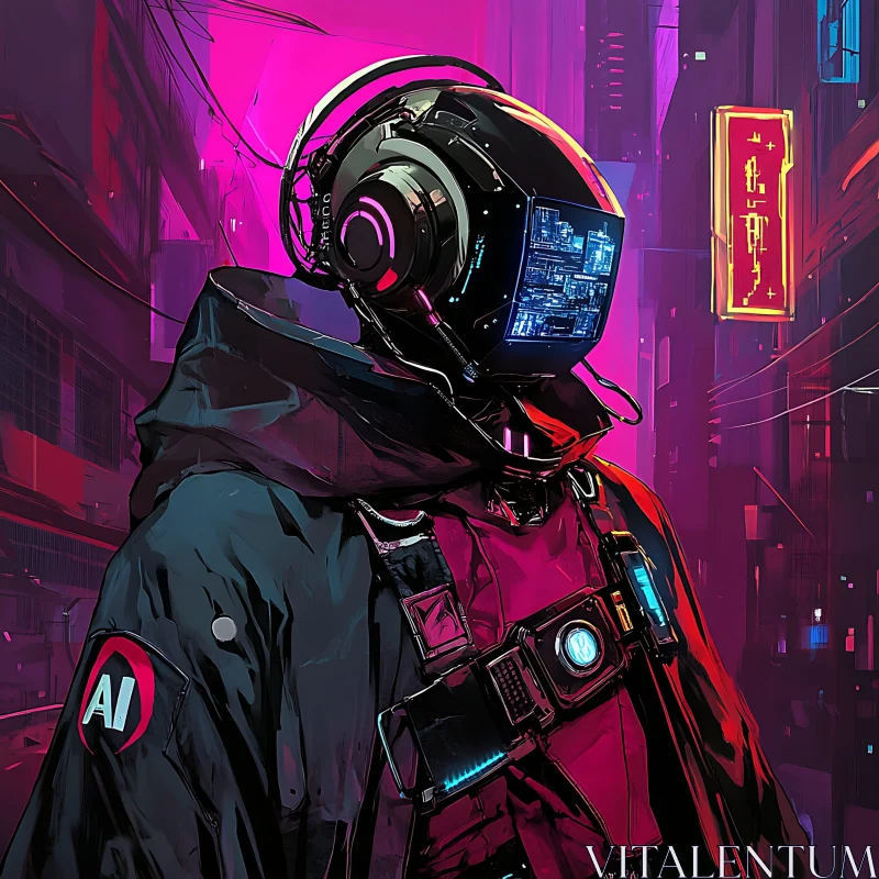 Neon City Cyborg AI Image