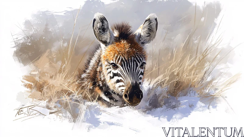 Wildlife Art of a Zebra Foal AI Image