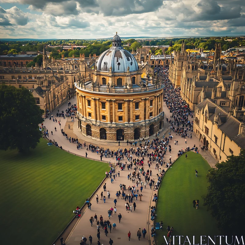 Aerial Perspective of Historic University Campus AI Image