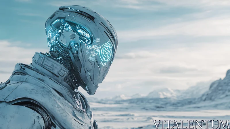 Advanced Cyborg in Ice Terrain AI Image