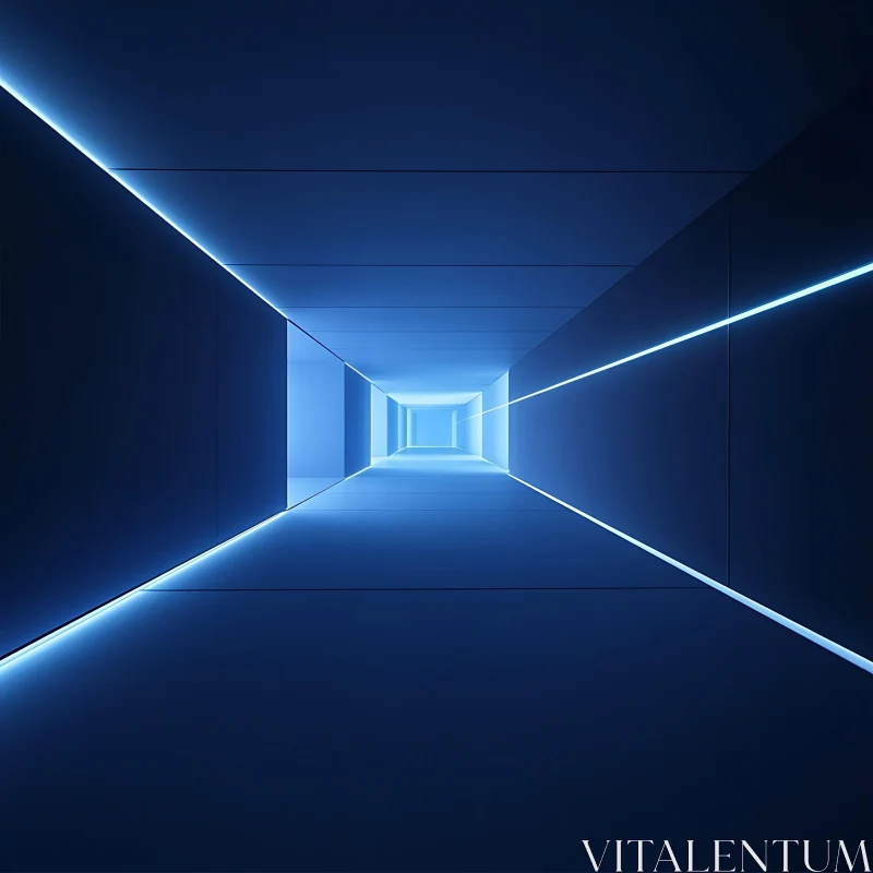 AI ART Blue Illuminated Futuristic Tunnel