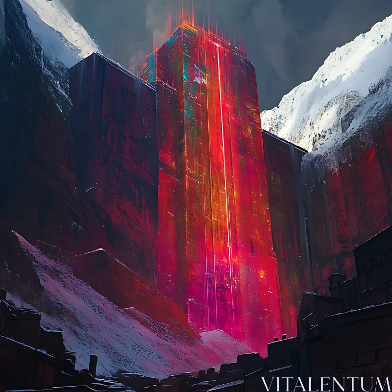 Fiery Tower in a Cold Landscape