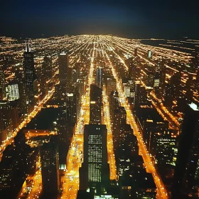 Urban Night Skyline with Bright Lights
