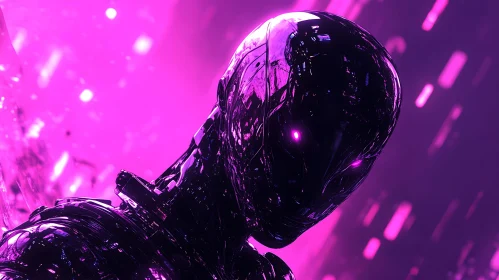 Tech-Savvy Cyborg in Purple Light