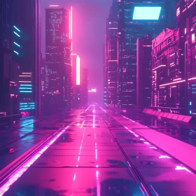 Cyberpunk Urban Scene with Neon Lights