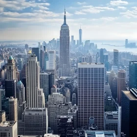 Urban Skyline with Skyscrapers and Empire State Building