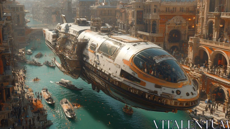 Advanced Hovercraft in a Futuristic City