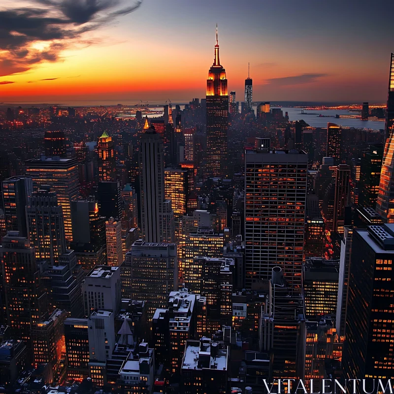 City Skyline Illuminated at Sunset