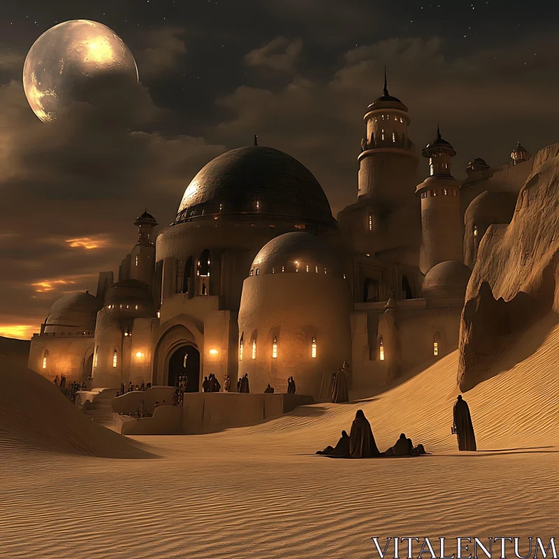 Moonlit Desert Architecture