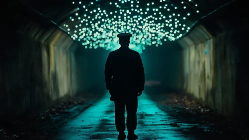 Guardsman in an Illuminated Tunnel Silhouette Scene