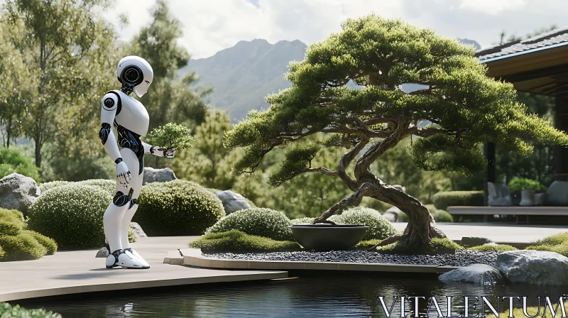 AI ART Robot Meditating in Nature