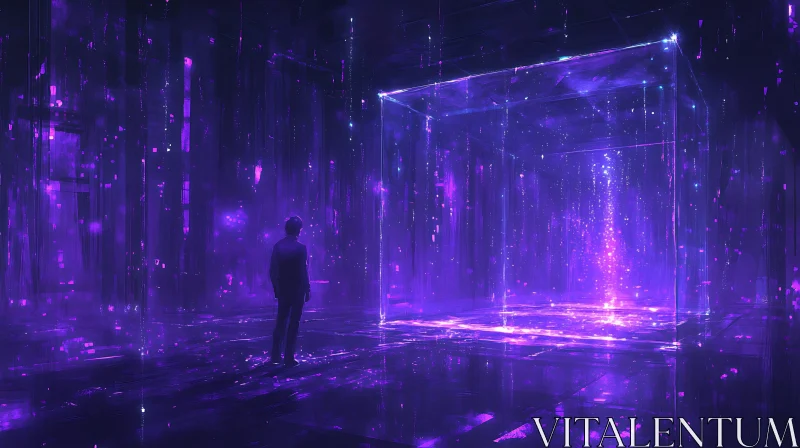 AI ART Mystical Purple Cube Scene