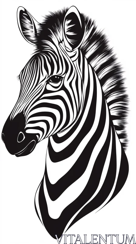 AI ART Monochrome Zebra Art