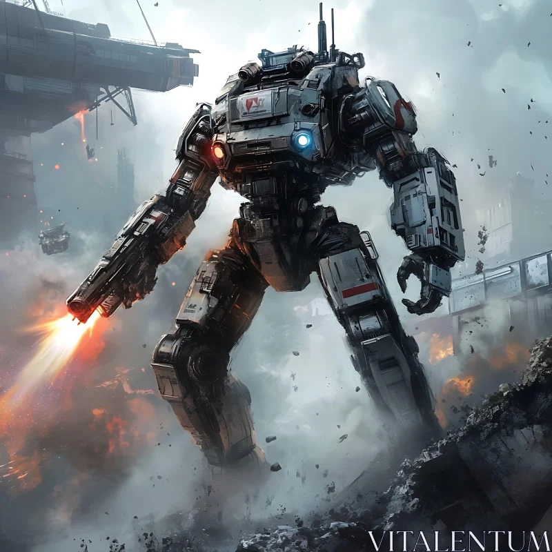 AI ART Giant Mech in Futuristic Warzone