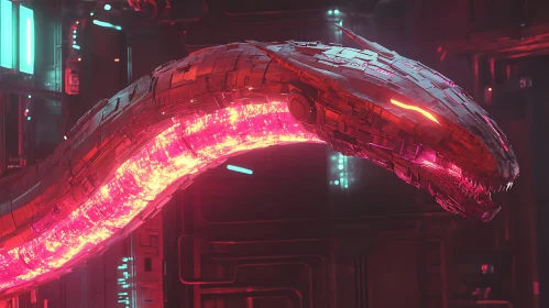 Futuristic Glowing Cybernetic Serpent