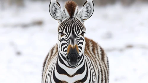 Zebra in Snowy Wilderness