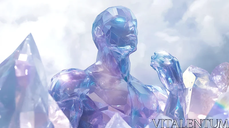 Ethereal Crystal Cyborg Figure AI Image