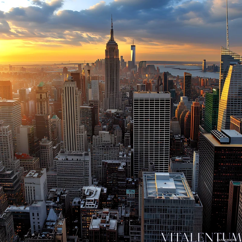 AI ART Cityscape at Sunset Featuring the Empire State Building