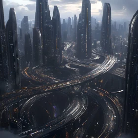 Advanced Urban Architecture in a Futuristic City