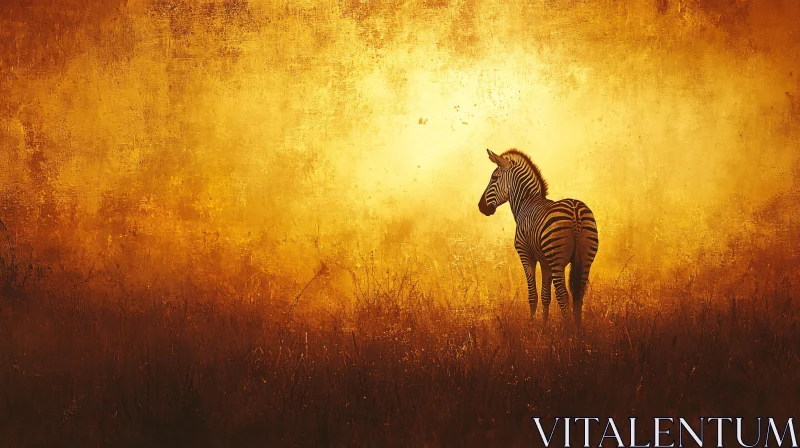 AI ART Zebra Silhouette in Warm Glow