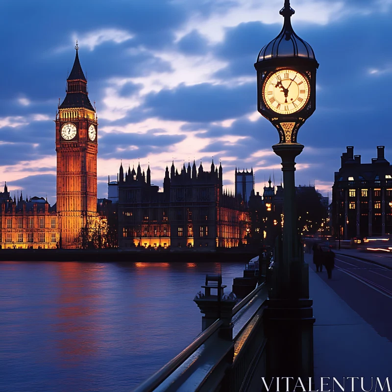 AI ART Big Ben and Westminster Bridge at Twilight