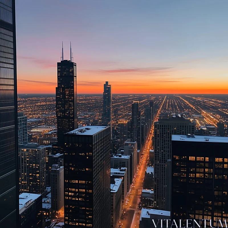 Dusk in the City - Towers and Sunset Glow AI Image