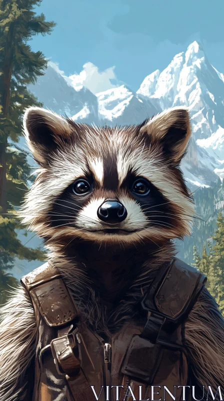 AI ART Wildlife Charm: Raccoon in Gear