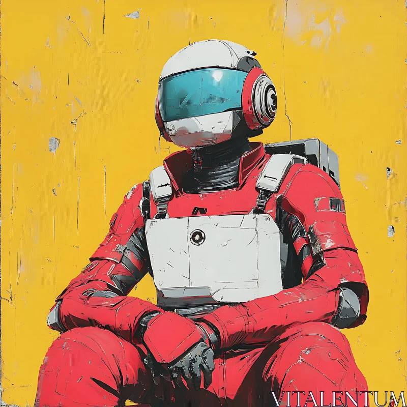 Sci-Fi Astronaut in Red and White Suit AI Image