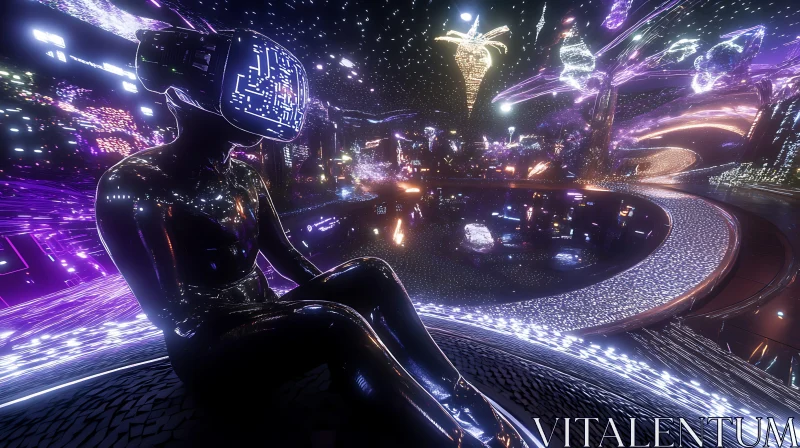 Immersive Virtual Reality Experience with Neon Lighting AI Image