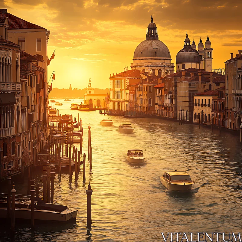 Sunset Over Venice's Historic Canals AI Image