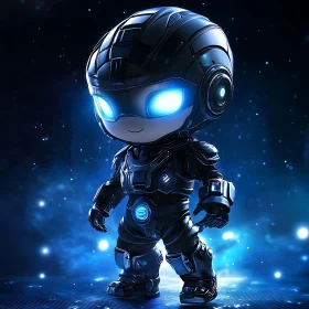 Cute Cyborg with Blue Lights