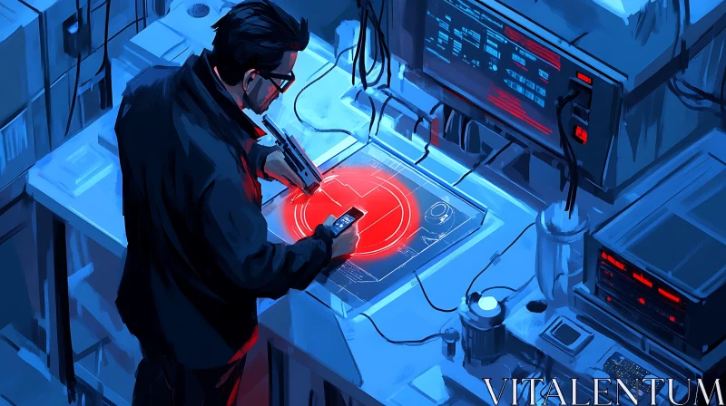 Futuristic Lab Technician at Work AI Image