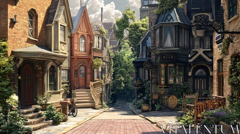 Charming Street with Vintage Architecture AI Image