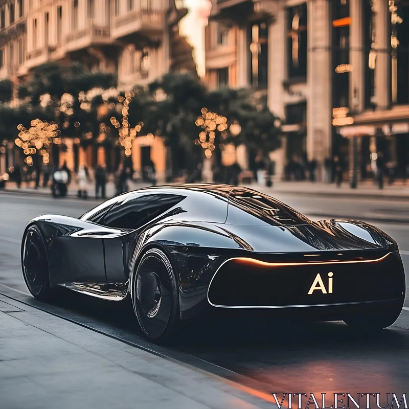 Sleek AI Car in Modern Cityscape AI Image