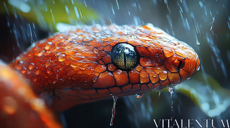 Snake Scales in Rainfall AI Image