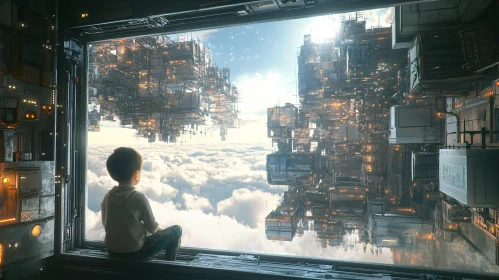 Futuristic City Viewed by Child