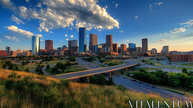 Evening Urban Skyline with Skyscrapers AI Image